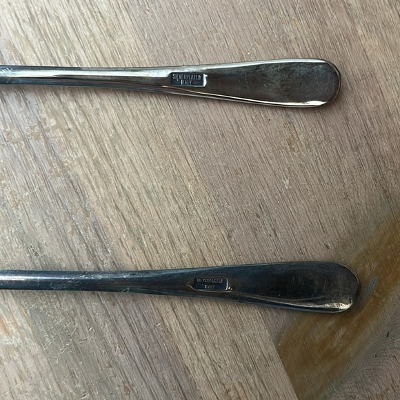 Vintage Silver Plated Hostess Set Made in Italy Unbranded 9” Serving Spoon Fork - Picture 5 of 6